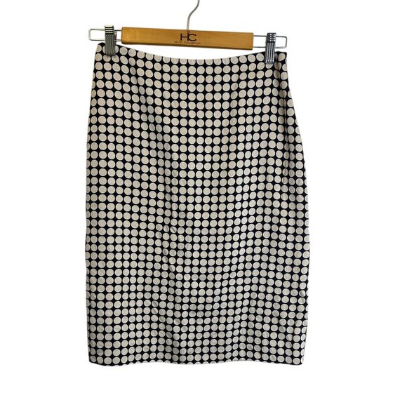 Banana‎ Republic Silk Polka Dot Pencil Skirt Sz 2 Lined Midi Office Classic - Picture 1 of 5
